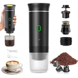 Tragbare Kaffeemaschine, 3-in-1 Elektrische Espressomaschine Mit Heizfunktion, 12v Wiederaufladbare Espressomaschine, Für Büro, Reisen, Zuhause, Kompatibel Mit Espressokapseln Und Gemahlenem Kaffee (s