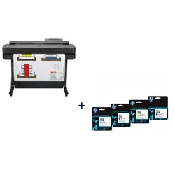 HP DesignJet T650 Tintenstrahl-Großformatdrucker inklusive zusätzlichem HP Tintenset 712