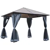 ComfortXL Pavillon, Grau, Metall, 300x265x300 cm, Sonnen- & Sichtschutz, Pavillons & Pergolas, Pavillons