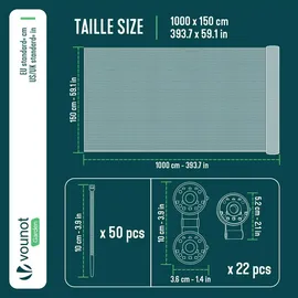 VOUNOT Zaunblende 1,5 x 10 m Grau Polyethylen