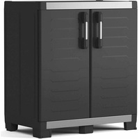 KETER Niedriger Lagerschrank Garage XL Schwarz und Silbern 99 cm