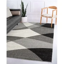 The CarPET Pearl – Moderner Kurzflor Teppich, dichter Flor, geometrisches Muster, Konturenschnitt, Wohnzimmer & Schlafzimmer Teppich, Wellenmuster, Grau, 160 x 220 cm