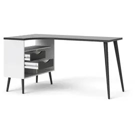 VCM Eckschreibtisch Napoli Weiß / Matt Schwarz