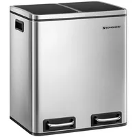 Songmics Mülleimer, Abfalleimer, 30L, ergonomisch, Stahl, Metall-Fußreling