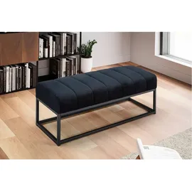 Wohnling Sitzbank Samt Schwarz 108 x 40 x 40 cm