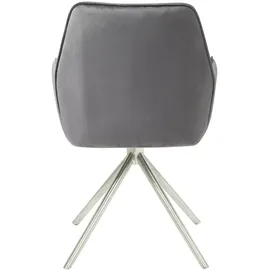 Mendler 6er-Set Esszimmerstuhl HWC-G67, Küchenstuhl Armlehne, drehbar Auto-Position, Samt MVG ~ dunkelgrau, Edelstahl