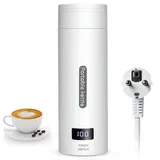 Flintronic Reise Elektrisch Wasserkocher, 380ML Mini Electric Kettle, 220 V/ 300W Thermoskanne, 304 Stainless Steel Liner, Kleiner Tragbarer Elektrischer Wasserkocher mit Automatischer Abschaltung