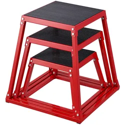 VEVOR 3-teilige Plyometrische Sprungboxen, 305/458/609 mm Plyometric Box Rot, Rutschfestes Fitness-Übungs-Step-Up-Box-Set für Heim-Fitness-Training, Konditions-Krafttraining, Jump Training Tragbar