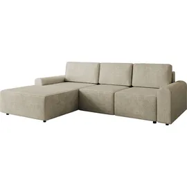Mirjan24 Ecksofa Berne, Eckcouch mit Schlaffunktion und Bettkasten, Stilvoll Wohnzimmer Polstermöbel (Farbe: Sierra 744, Seite: Links) - Beige