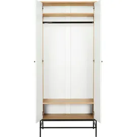 Andas Drehtürenschrank Fräsungen in den Fronten, goldene Griffe, Breite 80 cm, FSC®,