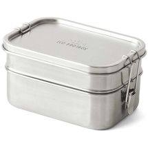 Eco Brotbox Lunchbox Yogi Double+ Edelstahl silberfarben