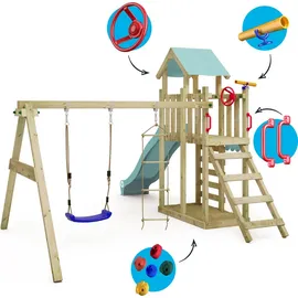 Wickey Spielturm MultiFlyer Light mit Schaukel und Rutsche Pastellblau