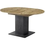 B&D Home Esstisch, Eiche Artisan, Schwarz, Holzwerkstoff, Marmor Optik, Holz Optik, 4-Sitzer, 1 Fächer, Rund, 100x74x100 cm, Esszimmer, Tische, Esstische