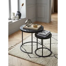 KADIMA DESIGN Runde Beistelltische, Marmor Optik, Modern, Platzsparend, 50/35 cm
