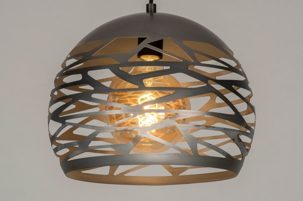 Pendelleuchte Modern Coole Lampen Grob Metall Stahlgrau Rund