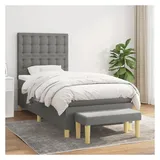 vidaXL Boxspringbett 100 x 200 cm Dunkelgrau