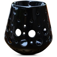 Parfumbrenner Fondant Duftwachs - Diffusor für Öl und Duftstoffe - Kerzenhalter Windlicht Aromatherapie aus Keramik mit Lichtprojektion - H 9 cm Loob Schwarz - Zen'Arôme