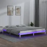 vidaXL Massivholzbett mit LEDs Weiß 180x200 cm