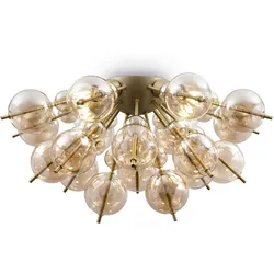 Moderne Deckenlampe aus Metall mit Glaselementen - Maytoni, 4 E27 Leuchten, Messing