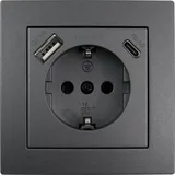 McPower Schutzkontakt-Steckdose Flair, 1x USB-C - 18W Quickcharge - 1x USB-A, anthrazit