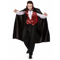 Vegaoo Vampir-Kostüm für Herren Blutsauger Halloweenkostüm schwarz-bordeaux - L