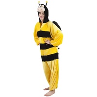 Boland 88179 - Kostüm Biene, Länge ca. 165 cm, für Teenager und Erwachsene, Plüsch-Overall mit Kapuze, Jumpsuit, Anzug, Hummel, Honigbiene, Maja, Verkleidung, Karneval, Mottoparty