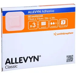 Allevyn Adhesive 7,5x7,5 cm haftende Wun 3 St