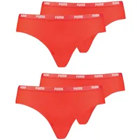 PUMA Damen Iconic Microfiber Brazilian Briefs 603041001 4er Pack, Farbe:Rot, Wäschegröße:S, Artikel:-008 Grenadine - S