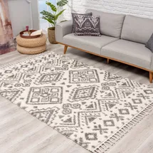 Carpet City Hochflor-Teppich CARPET CITY "Pulpy 541" Gr. 33, beige (creme), B:80cm H:30mm L:250cm, Kunstfaser, Teppiche, Fransenteppich, besonders weich, mit Fransen, Ethno Look