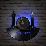 Vinyl Wanduhr, Meer Leuchtturm Schiff Wanduhr mit LED Nachtlichtfunktion, Wanduhr Geschenk für Meeresschiff Heimdekoration (sieben Farben)