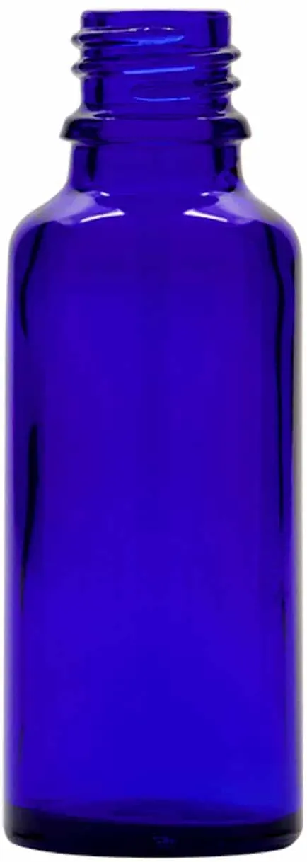 30 ml Boccetta con contagocce , vetro, blu reale-rosso, imboccatura: DIN 18