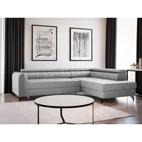 silape Ecksofa Alice mit Schlaffunktion und Bettkasten, Wohnlandschaft mit einstellbare Kopfstützen, Couch, Sofa, Bettsofa, Schlafsofa (Grau (Paros 05), ... - Grau