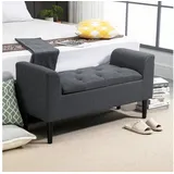 BlingBin Polsterbank Sitzbank Sitztruhe Truhenbank Bettbank (1-St., mit Stauraum,Holzbeine,Belastbar bis 130 kg,Leinenoptik), für Wohnzimmer Schlafzimmer Flur,116x44x58cm grau