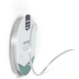 Vaessen Creative Satinband 3mmx10m Silber Hell, Schleifenband, Dekoband, Bänder zum Basteln, Stoffbänder für Hochzeit, Taufe Und Geburtstagsgeschenke