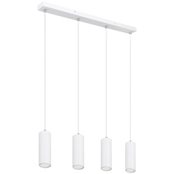 Hängeleuchte Esszimmerlampe Pendelleuchte 4-flammig Modern Hängelampe, Metall weiß, 4x GU10 Fassungen, LxBxH 75x9x150 cm