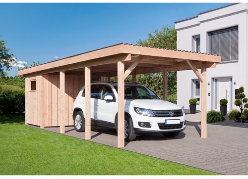 Mr. GARDENER Einzelcarport »Erding 4«, Außenmaß BxT: 338 x 762 cm, braun, Holzart: Douglasie