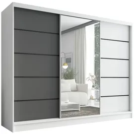 A&J MöbelLand Schwebetürenschrank Aurelia 2 200 x 0 x 0 cm Weiß/Graphit