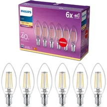 Philips LED-Lampe Classic Candle 4,3W E14 warmweiß 6 St.