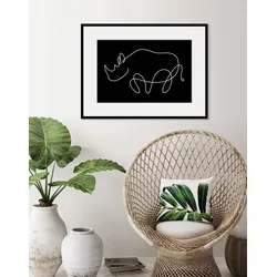 queence Bild »Sylvester«, Tiere-Wildtiere-Nashorn, (1 St.), HD Premium Poster-Druck inkl. Holzrahmen queence Farbe Rahmen: schwarz + Farbe Bild(er): schwarz