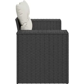 vidaXL Gartensofa mit Kissen 2-Sitzer Schwarz Poly Rattan