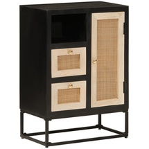 vidaXL Sideboard Schwarz cm Massivholz Mango und Eisen