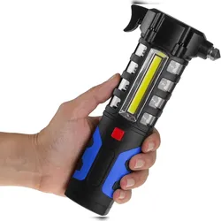 Qivee Taschenlampe KFZ Notfall Hammer LED Signal Warnleuchte