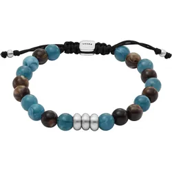 Armband FOSSIL "Schmuck Geschenk All Stacked Up Acryl Bead, JA7240040, JA7241040", blau (metallfarben, schwarz, blau, braun), Armbänder, Metall-Textil, Metall, Textil, mit Acryl