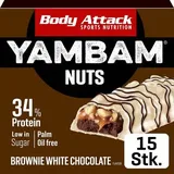 Body Attack YamBam NUTS Brownie White Chocolate Riegel 15 x 55 g