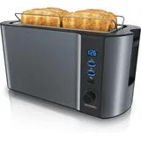 Arendo - Edelstahl Toaster Langschlitz 4 Scheiben, Defrost, Wärmeisolierendes Ge