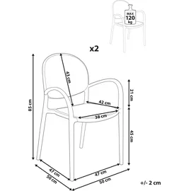 Beliani Gartenstuhl 2er Set Hellbraun