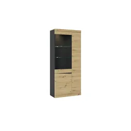 Möbel Kraft Vitrine Turino 86 x 40 x 196,5 cm Holzfarben