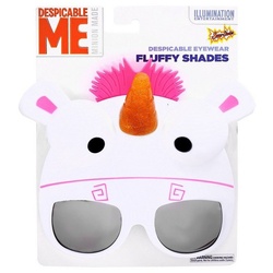 Sun Staches Kostüm Minion Fluffy Partybrille, Accessoire mit Durchblick: lizenzierte Funbrille im Design von zum Fil weiß