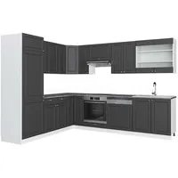 Vicco Winkelküche Fame-Line L-Form 227 x 287 cm Anthrazit-Gold/Weiß