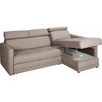 exxpo - sofa fashion Ecksofa »Arles, bequeme Federkernunterfederung, L-Form«, wahlweise mit Bettfunktion und Bettkasten, inkl. Kopfteilverstellung braun